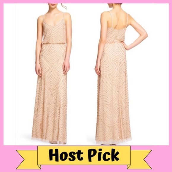 New Adrianna Papell beaded blouson Art Deco gown - Picture 3 of 15